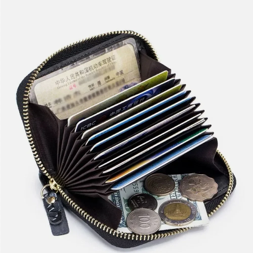 RFID Blocking Credit Card Holder For Women Zipper PU Leather Card Small Wallet